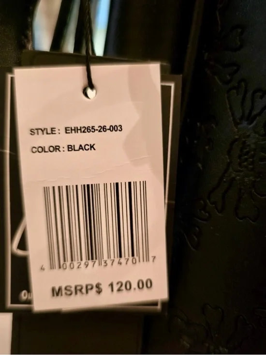 Ed Hardy Black Embossed Rhinestone Cross Satchel Shoulder Bag Vegan Leather NWT - Picture 4 of 9